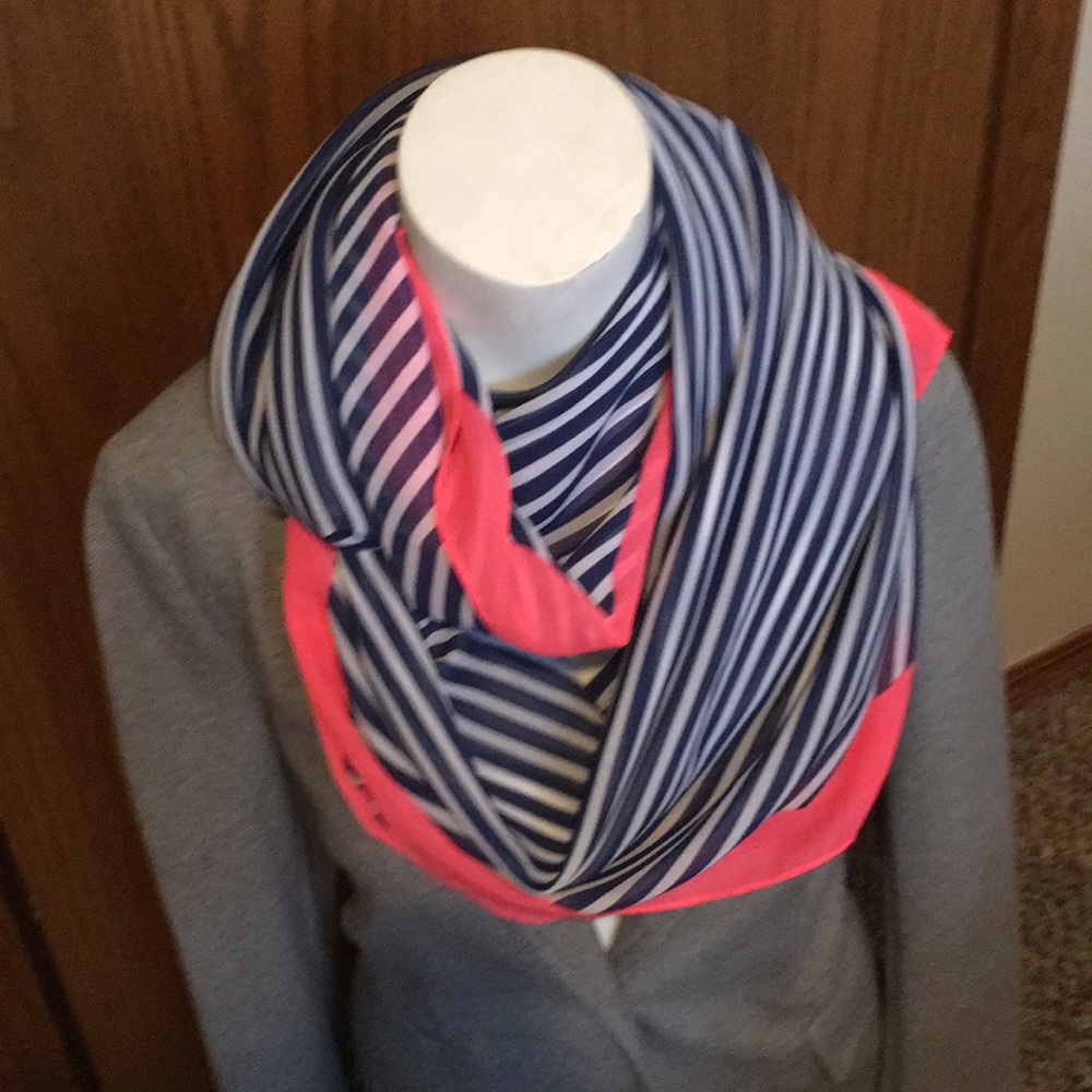Navy blue and hot pink stripe scarf